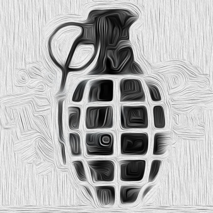 900x900 Black Grenade By Nixo Painting By Supreme Inc - Grenade Painting