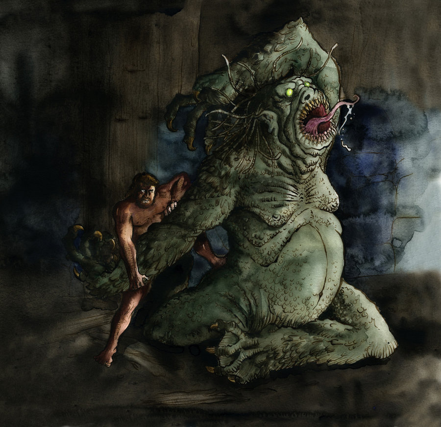 900x870 Beowulf Vs Grendel By Loneanimator - Grendel Painting