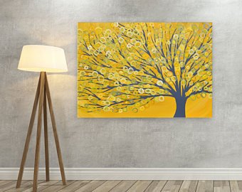 340x270 Yellow Gray Wall Art Etsy - Grey And Yellow Painting