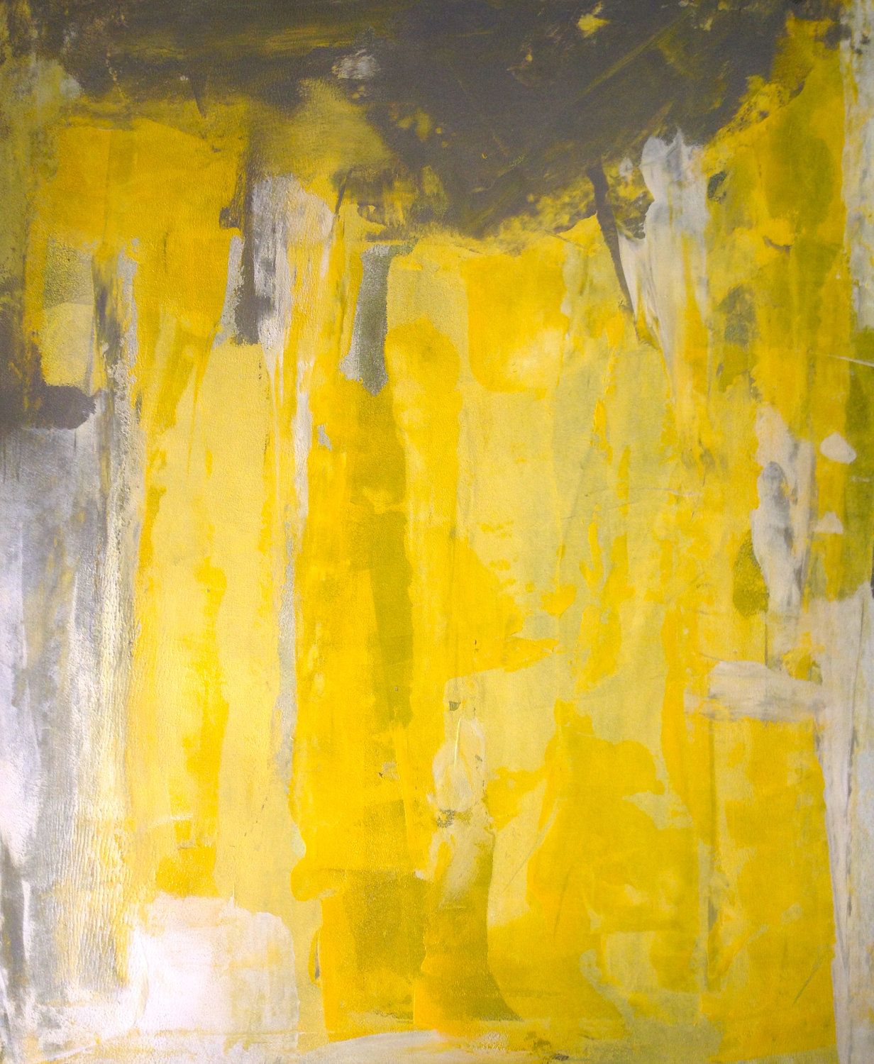 1232x1500 Acrylic Abstract Art Painting Grey, Yellow, And White - Grey And Yellow Painting
