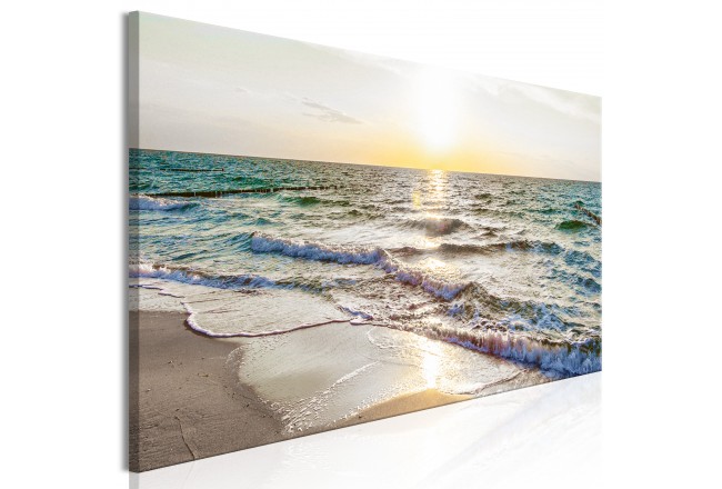 650x440 Canvas Painting Calm Waves (1 Part) Narrow Grey - Grey Canvas Painting