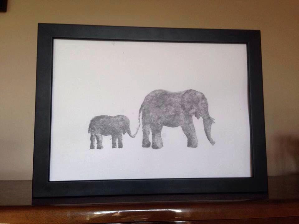 960x720 Gray Nursery Elephants. Elephant Nursery Art. Original Watercolour - Grey Elephant Painting