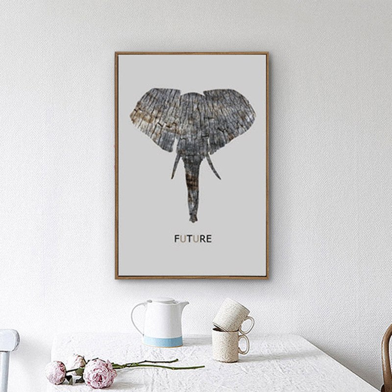 800x800 Haochu Simple Indian Style Animal Theme Elephant Canvas Painting - Grey Elephant Painting