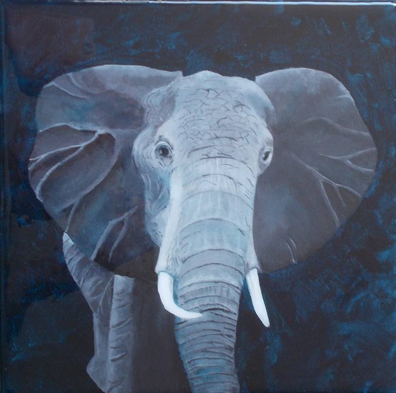 770x764 Saatchi Art Grey Elephant Painting By Brian Saunders - Grey Elephant Painting