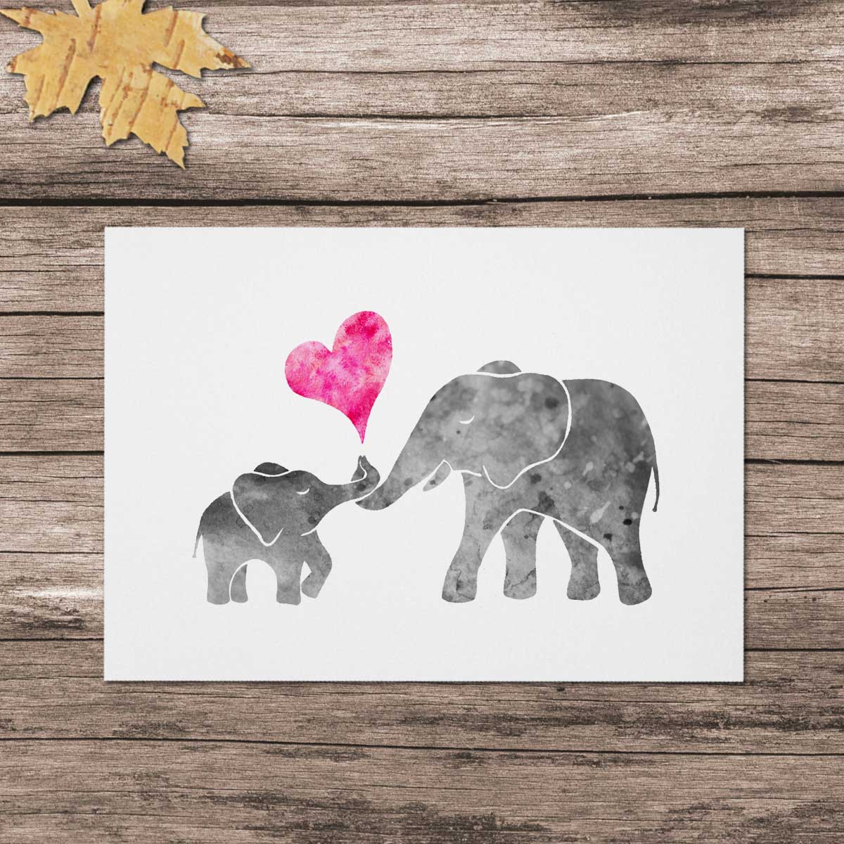 1200x1200 Watercolor Grey Baby Elephant With Mom Art Print Painting Wall Art - Grey Elephant Painting