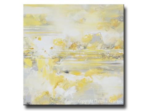 480x360 Canvas Art Print Yellow Grey Abstract Painting Modern Coastal Gold - Grey Painting