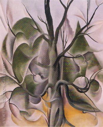 350x428 Gray Tree Lake George 1925 By Georgia O'Keeffe - Grey Tree Painting