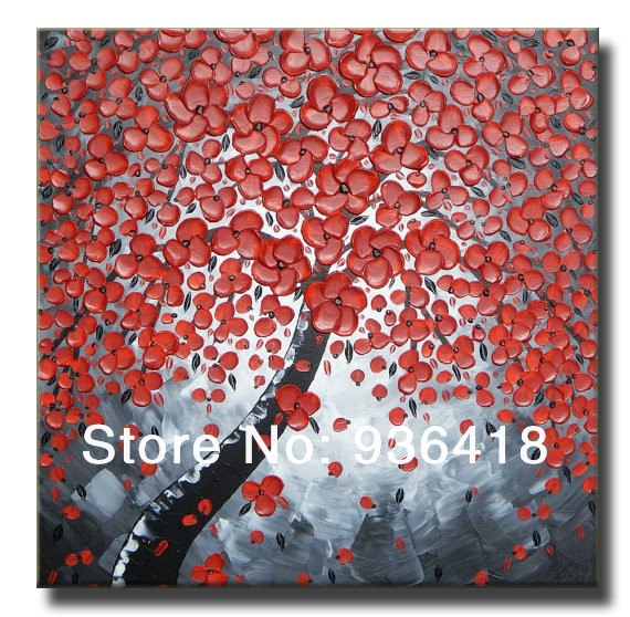 570x558 Painting Decor Tree Painting Modern Wall Art Abstract Acrylic - Grey Tree Painting