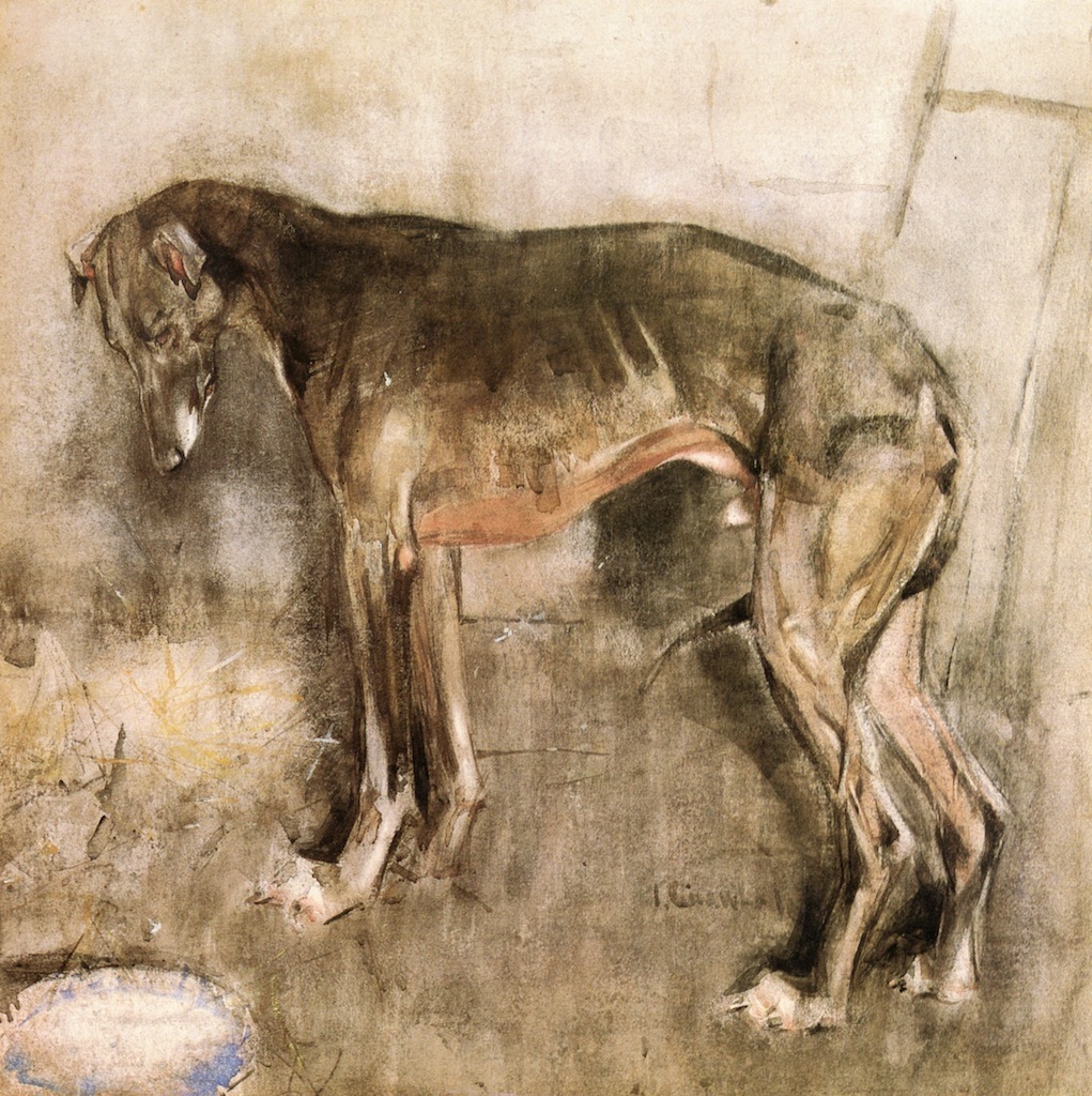1021x1024 The Greyhound Painting Joseph Crawhall Oil Paintings - Greyhound Painting