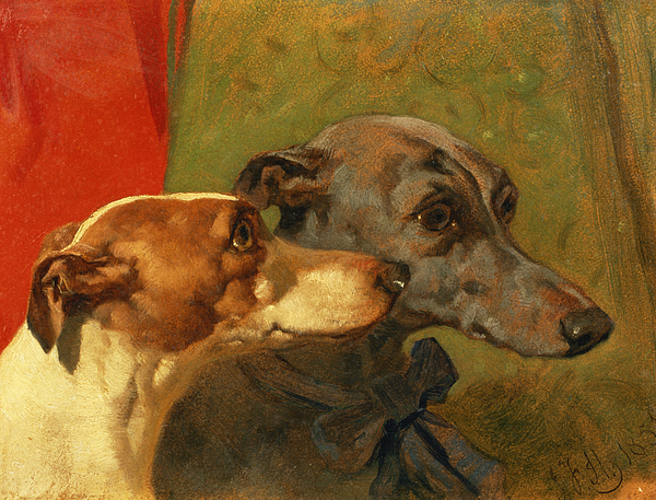 600x457 The Greyhounds Charley And Jimmy In An Interior Painting By John - Greyhound Painting