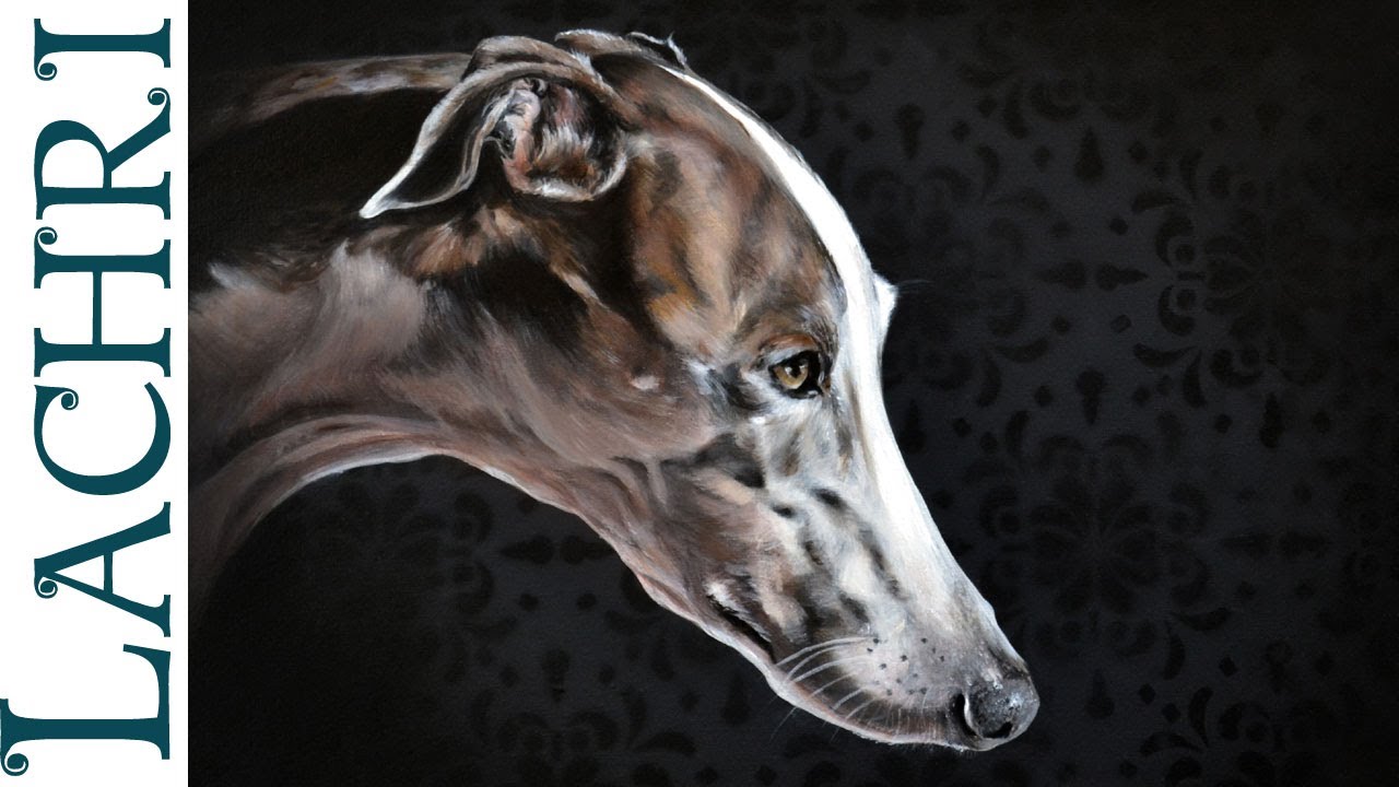 1280x720 Time Lapse Greyhound In Oil Over Acrylic Paint , Speed Painting - Greyhound Painting