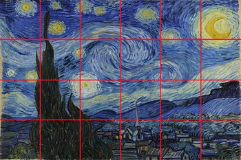 350x233 Starry Night Mural Grid Drawingpainting Bundle Tpt - Grid Painting