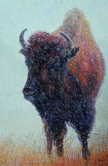 454x700 Patricia A Griffin,painting,bison,buffalo,north America,mammal - Griffin Painting