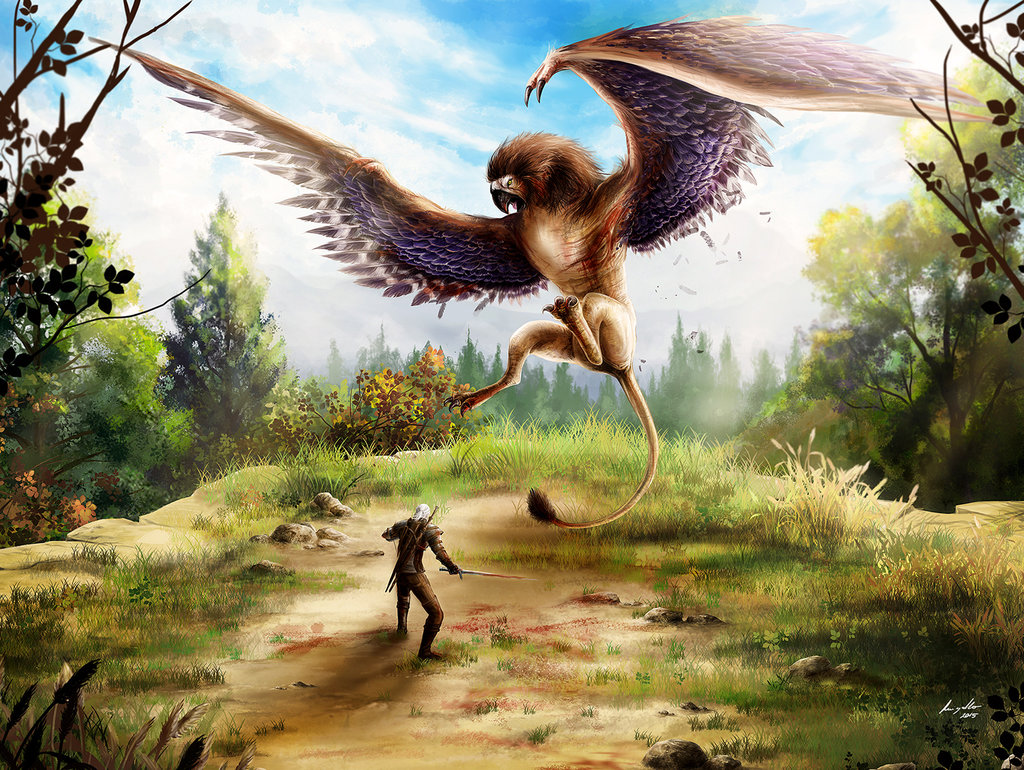 1024x770 The Witcher 3 Contest Entry By Eikomakimachi - Griffin Painting