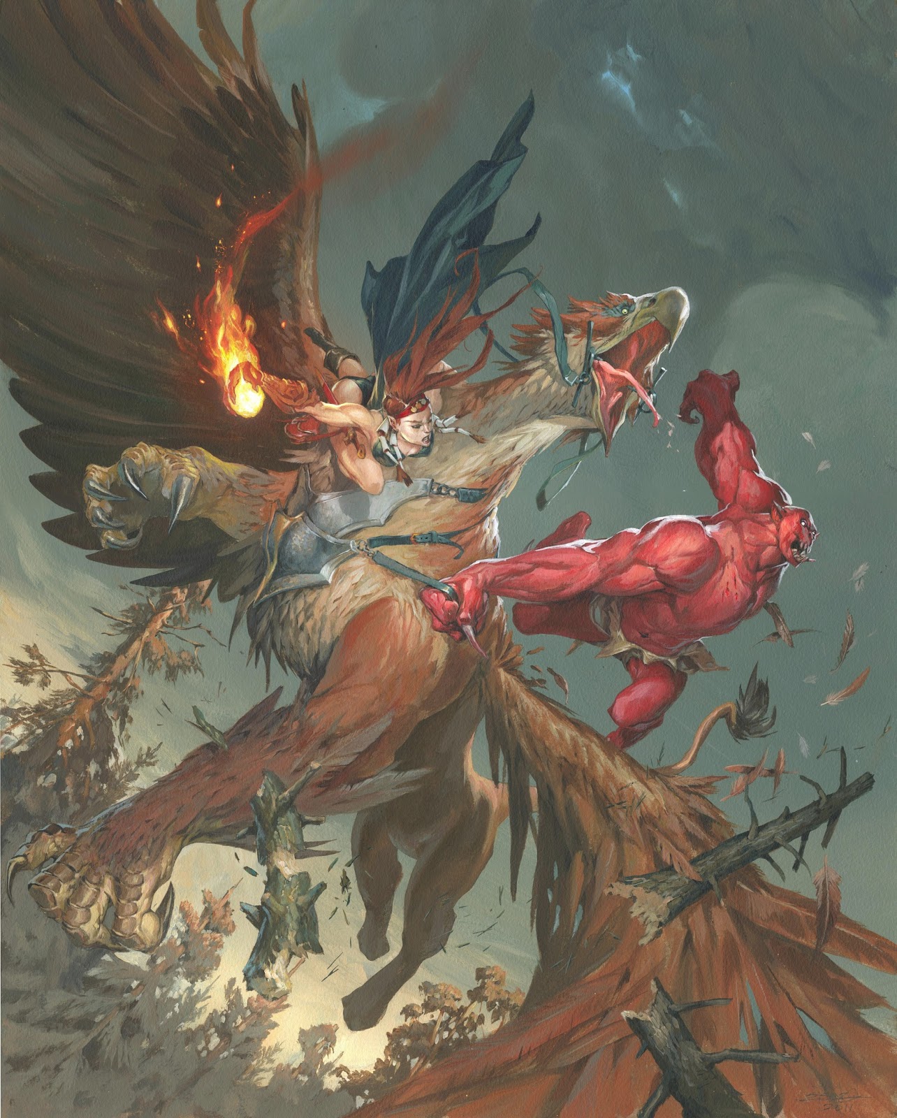 1284x1600 Free Submit 1 Griffin Vs Blood Demon 2 - Griffin Painting