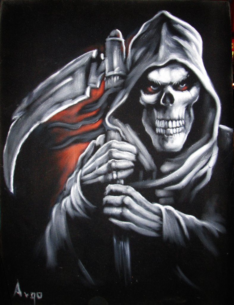 787x1024 Grim Reaper, Death, Original Oil Painting On Black Velvet By - Grim Reaper Oil Painting