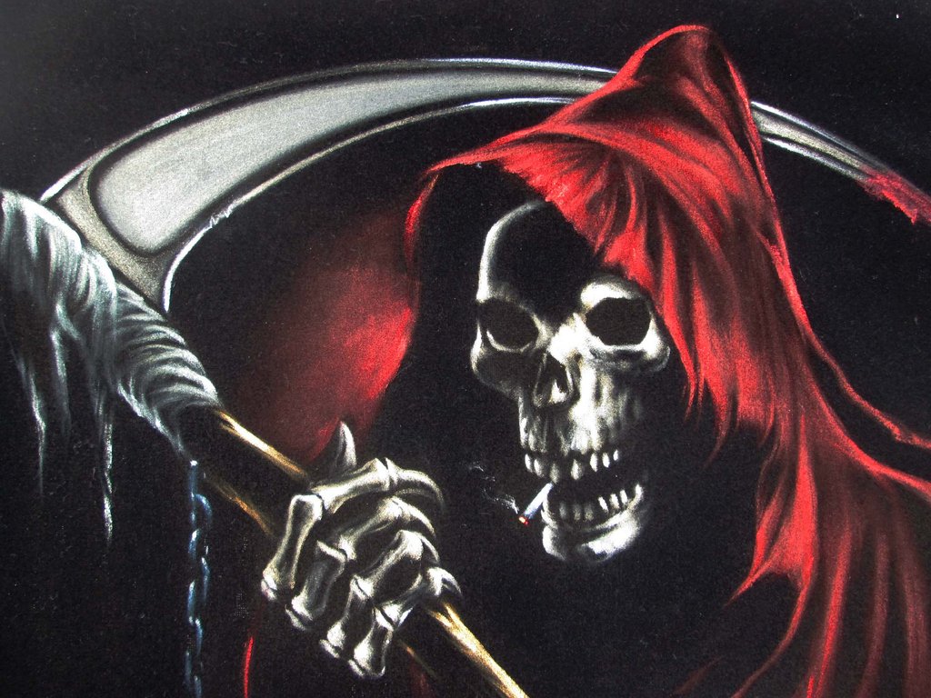 1024x768 Grim Reaper, Death, Santa Muerte, Original Oil Painting On Black - Grim Reaper Painting