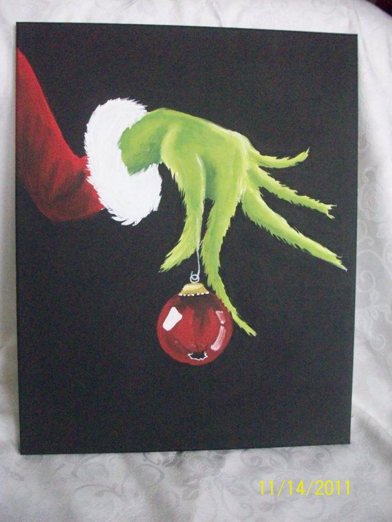 570x760 The Grinch Hand Painted Canvas Grinch, Grinch Hands - Grinch Painting