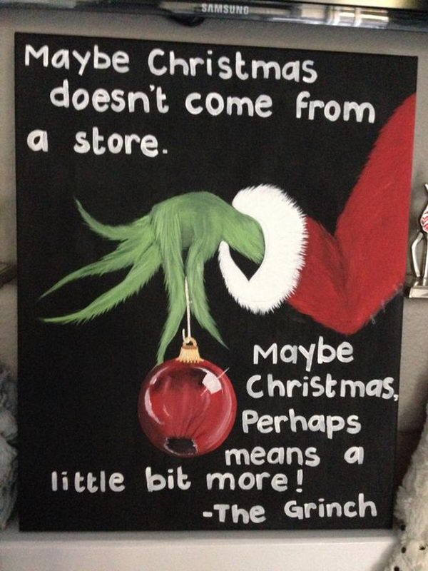 600x800 25 Amazing Canvas Painting Ideas For Christmas - Grinch Painting