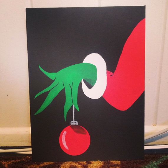 570x569 Christmas Grinch Hand Painted Canvas - Grinch Painting