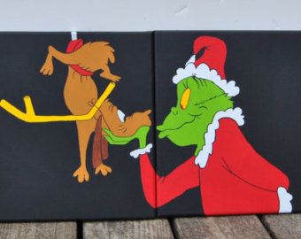 340x270 Grinch Canvas Painting Artwork Wall Artwork By Vonettesartwork - Grinch Painting