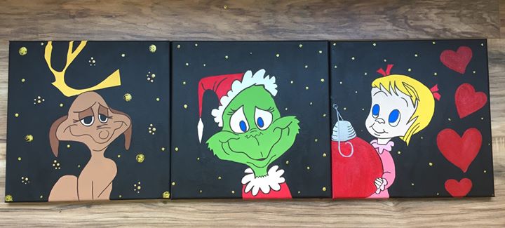 720x325 Grinch Family Canvas Painting - Grinch Painting