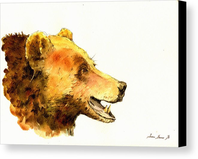 661x531 Grizzly Bear Watercolor Painting Canvas Print Canvas Art By Juan - Grizzly Bear Painting Canvas