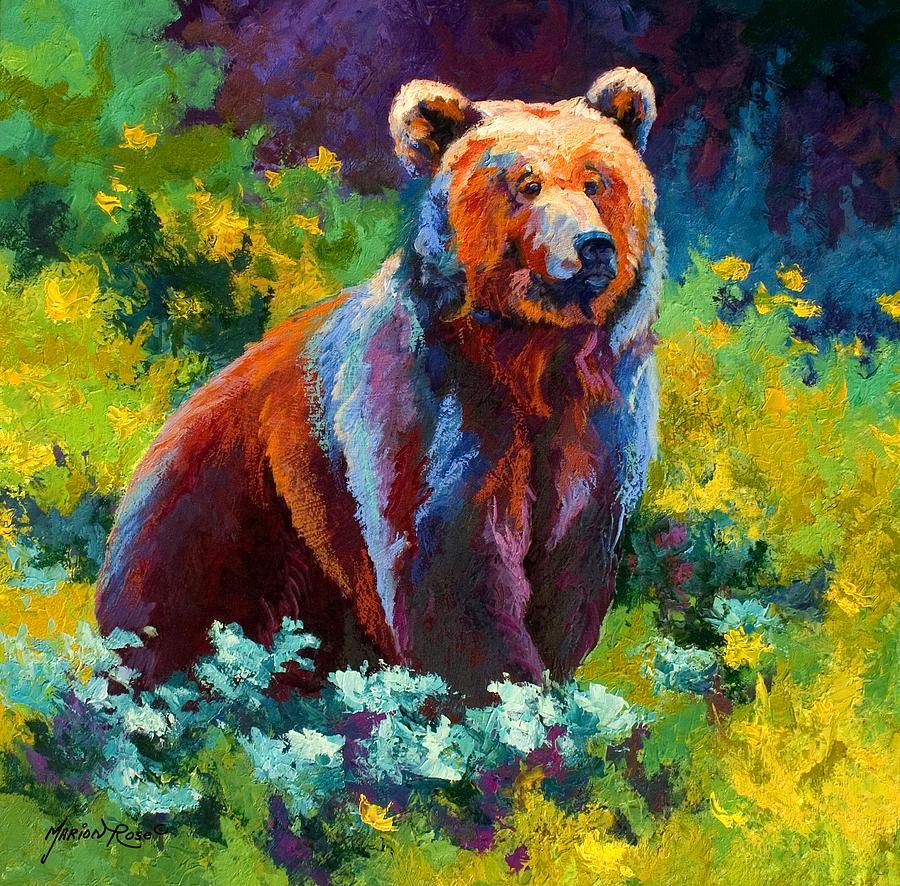 900x886 Bear Painting - Grizzly Bear Painting Canvas