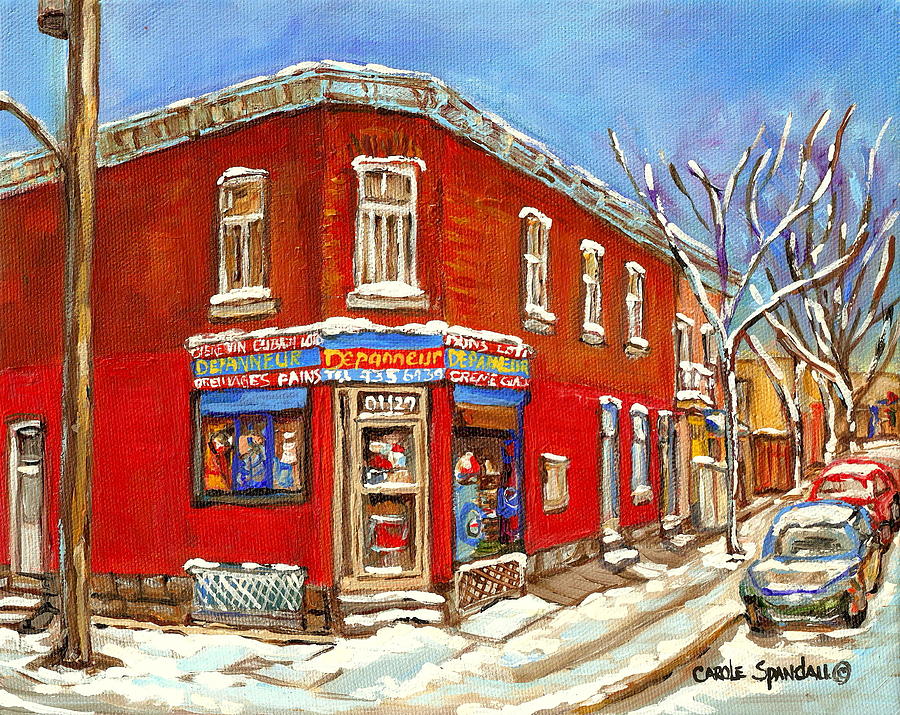 900x715 Montreal Depanneur Grocery Store Surplus De Pain Winter City - Grocery Store Painting
