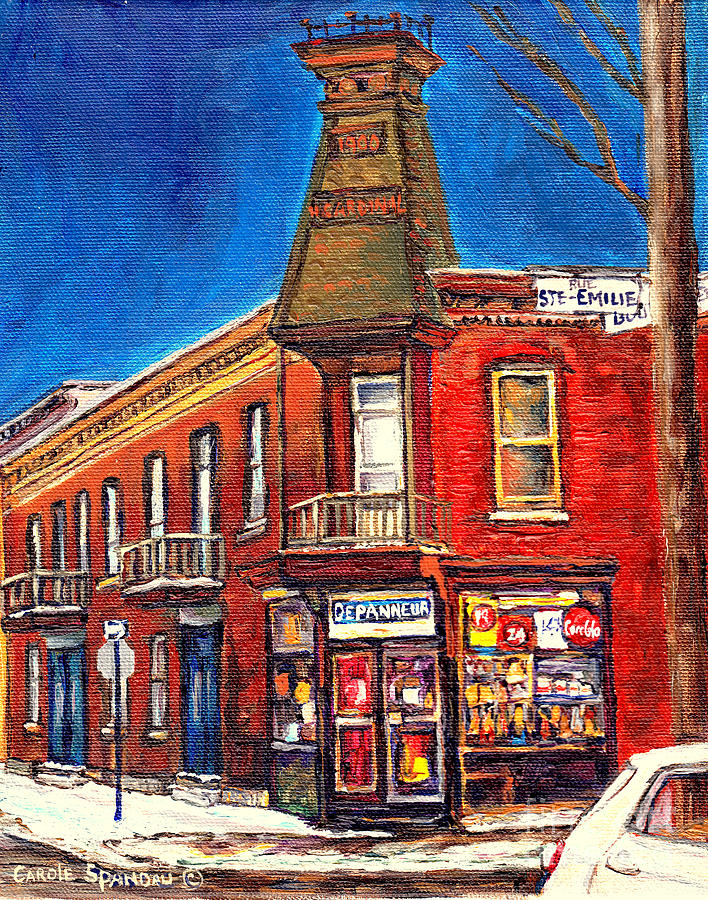 708x900 Vintage Corner Grocery Store Montreal Memories Depanneur Winter - Grocery Store Painting