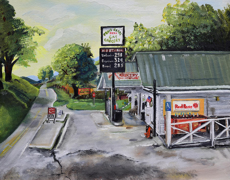 900x704 Crossroads Grocery - Grocery Store Painting