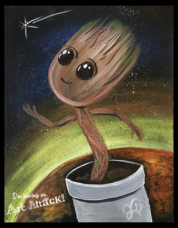 620x792 Baby Groot Painting. Original Artwork By Julie Kukreja Art - Groot Painting