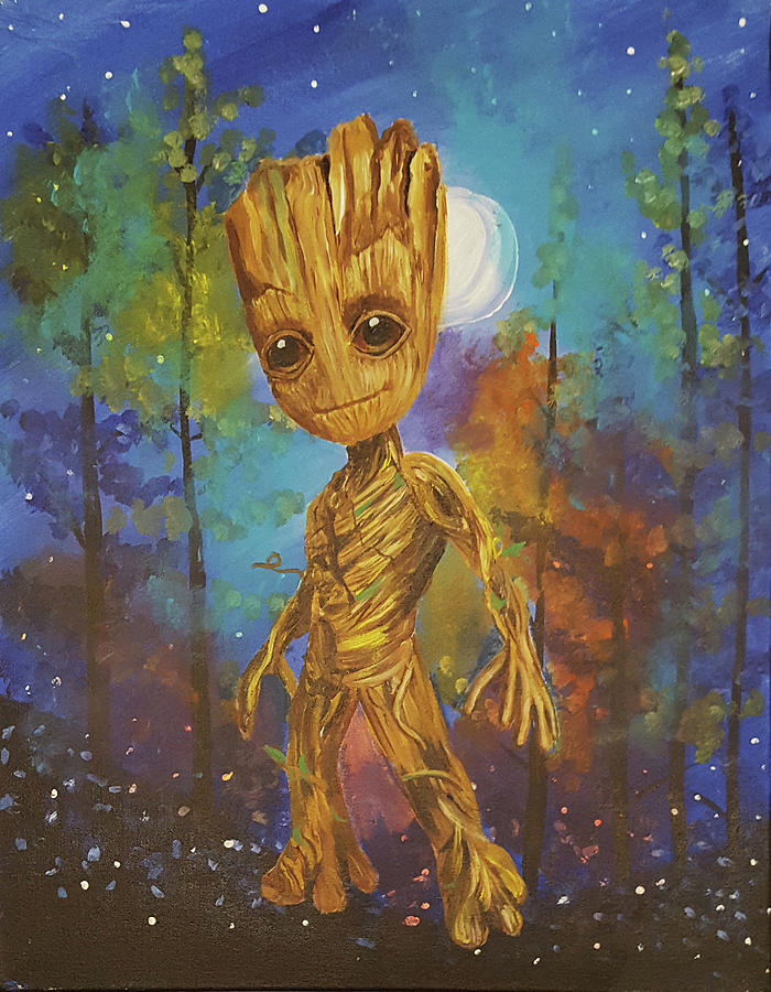 700x900 Into The Eyes Of Baby Groot Painting By Nicole Burnett - Groot Painting
