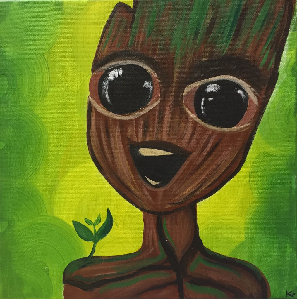 1015x1024 Kids Canvas I Am Baby Groot Brushstrokes N More - Groot Painting
