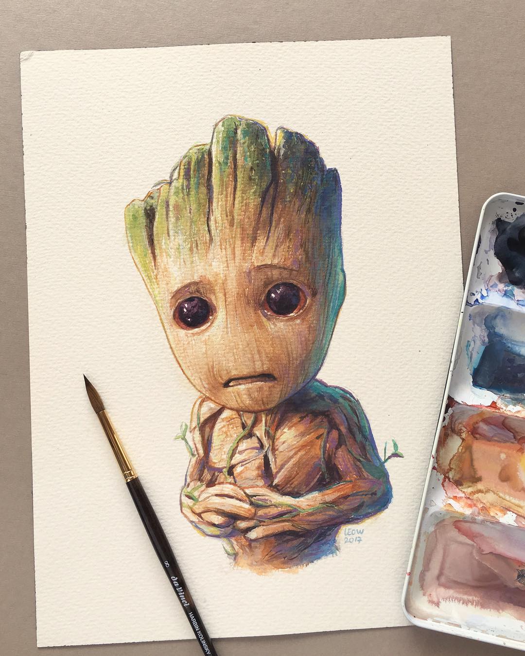1080x1350 Baby Groot By Leow Drawing Class - Groot Painting
