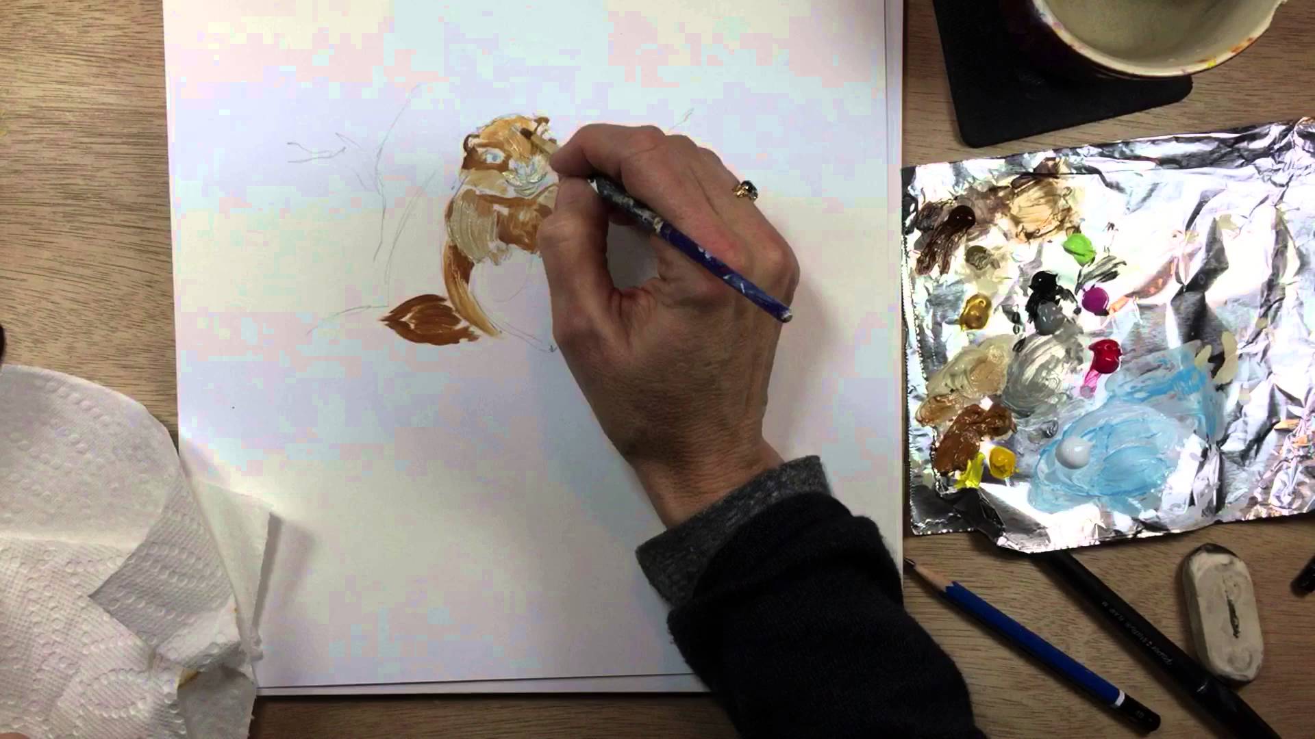 1920x1080 Happy Groundhog Day! Painted Illustration - Groundhog Day Painting