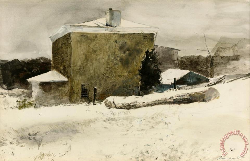 960x618 Andrew Wyeth Firewood (Study For Groundhog Day) 1959 Painting - Groundhog Day Painting