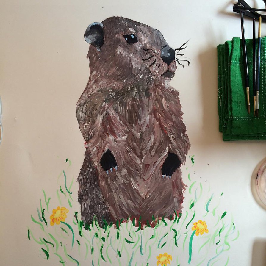894x894 Groundhog Painting By Meggermac - Groundhog Painting