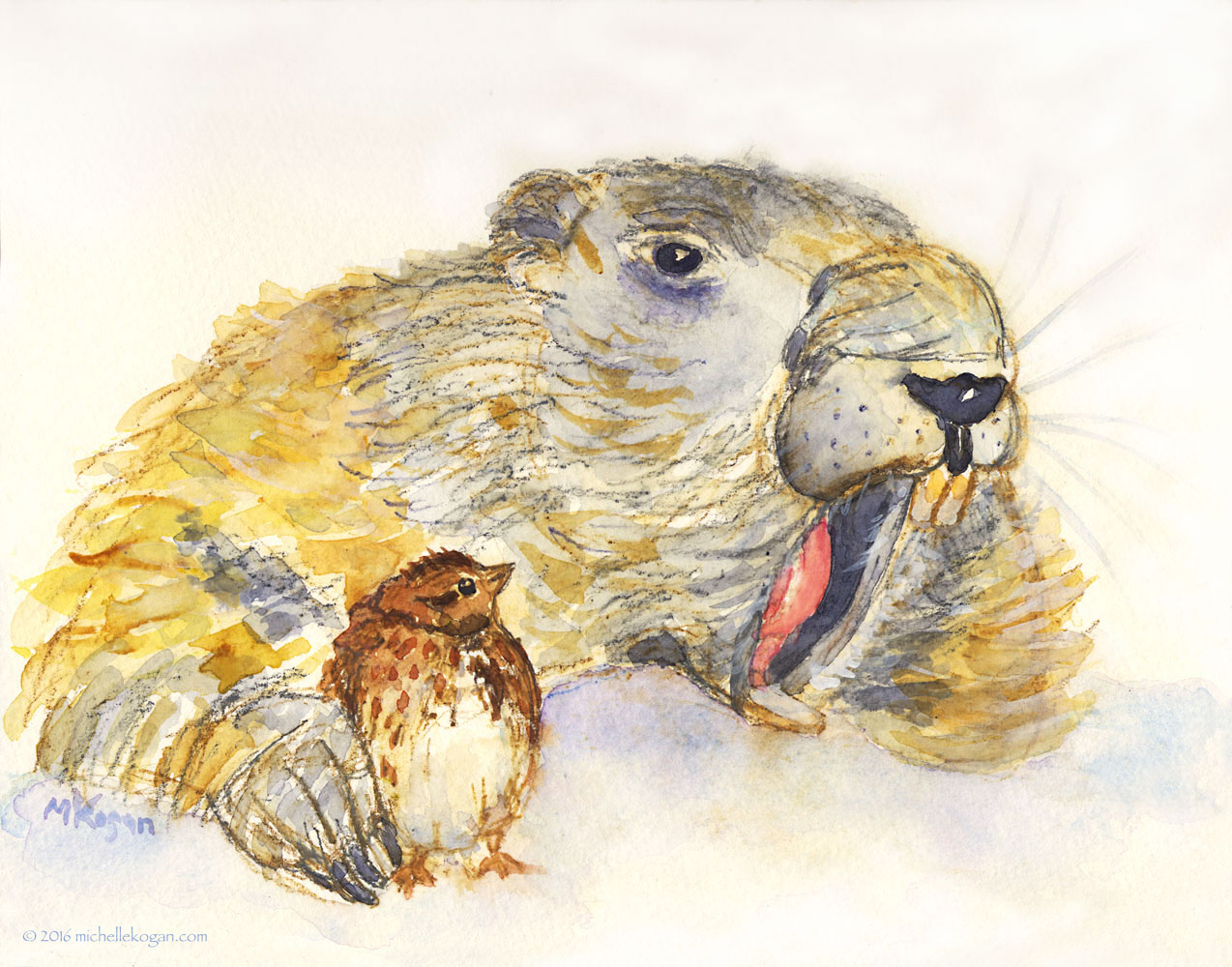 1274x1000 Haiku And Quick Painting For Groundhog's Day Michelle Kogan - Groundhog Painting