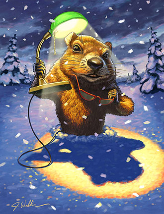 330x432 John Walker Cliff Knecht Artist Representative - Groundhog Painting