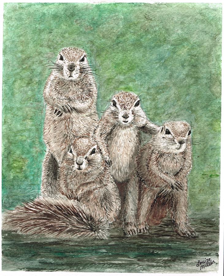 731x900 Groundhog Family Painting By Louise Miller - Groundhog Painting