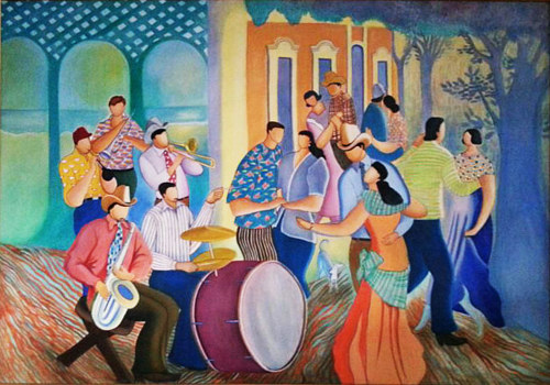 500x350 Latin Heritage Art By Carmen Estrada - Group Of People Painting