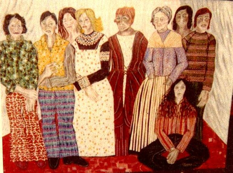 770x573 Saatchi Art Group Of People 1974 Painting By Elissa Dorfman - Group Of People Painting