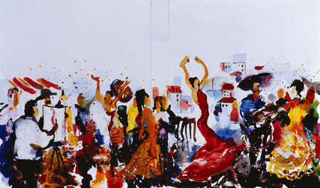 450x264 Stock Illustration - Group Of People Painting