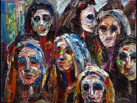 480x360 M906 Oil Painting Acrylic Large Group People Modern Abstract - Group Of People Painting