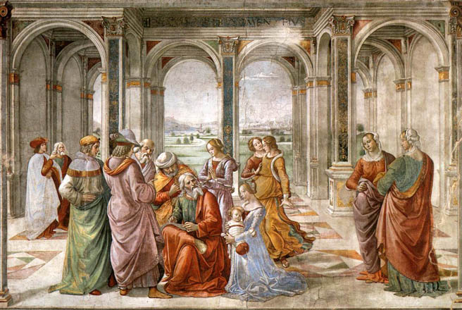 656x440 Domenico Ghirlandaio - Group Of People Painting