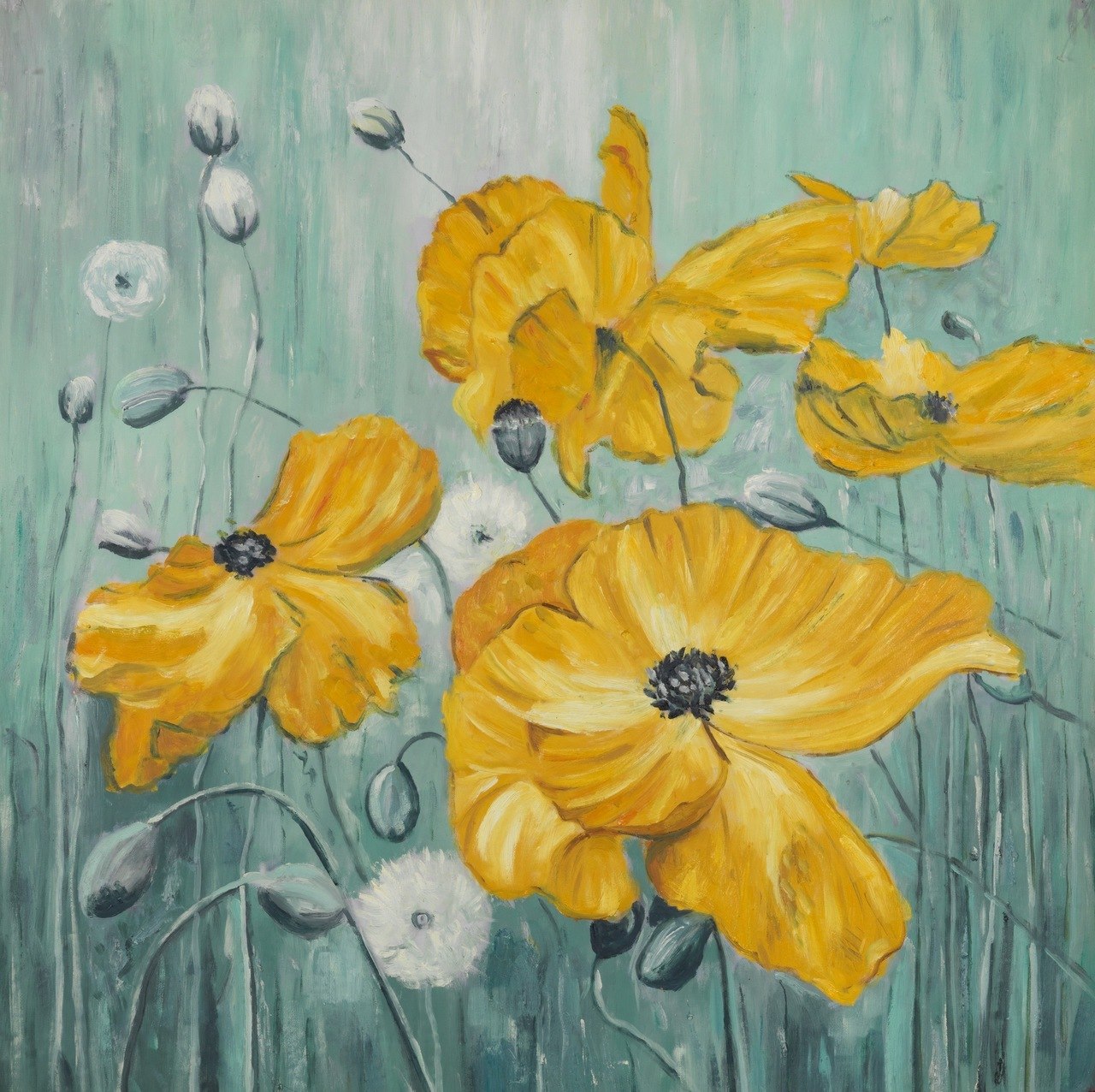 1280x1276 Buy Beautiful Floral Handmade Painting By Community Artists Group - Group Painting