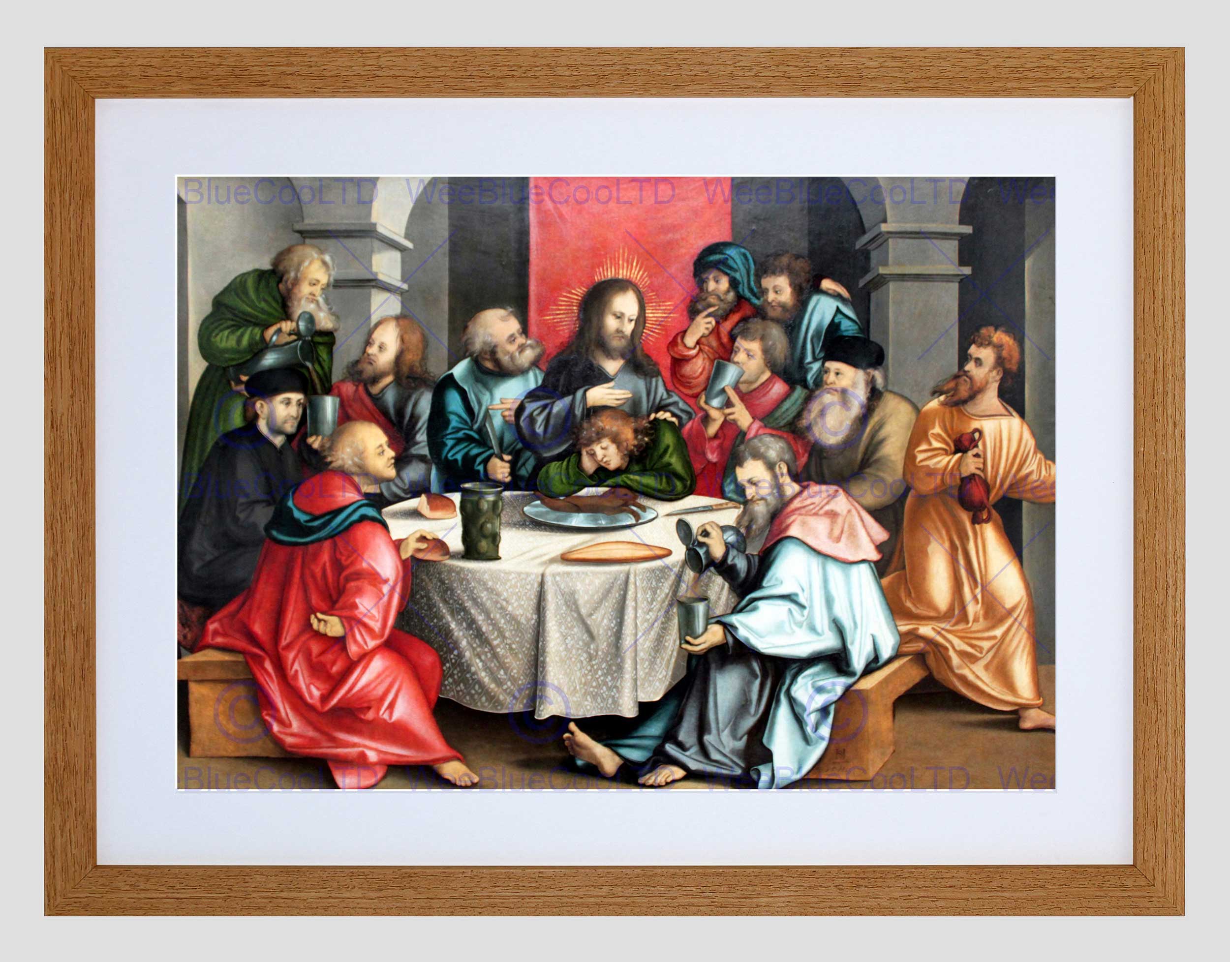 2500x1956 Painting Group Portrait Jesus Dinner Table Black Framed Art Print - Group Painting