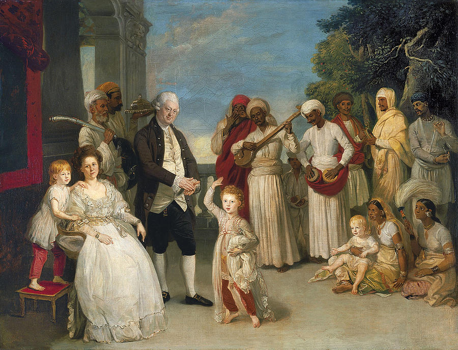 900x687 Group Portrait With Sir Elijah And Lady Impey Painting By Johann - Group Portrait Painting