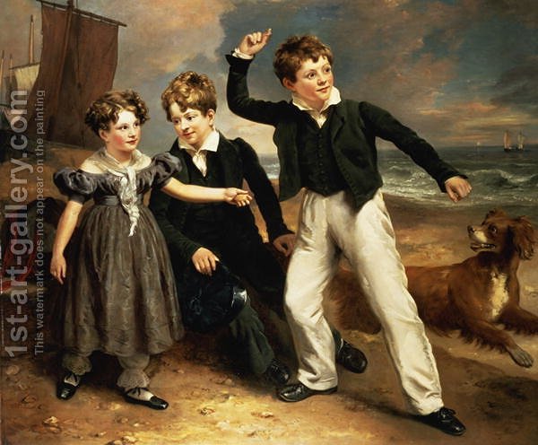 600x496 A Group Portrait Of Robert, James And Mary Sarah, The Three - Group Portrait Painting